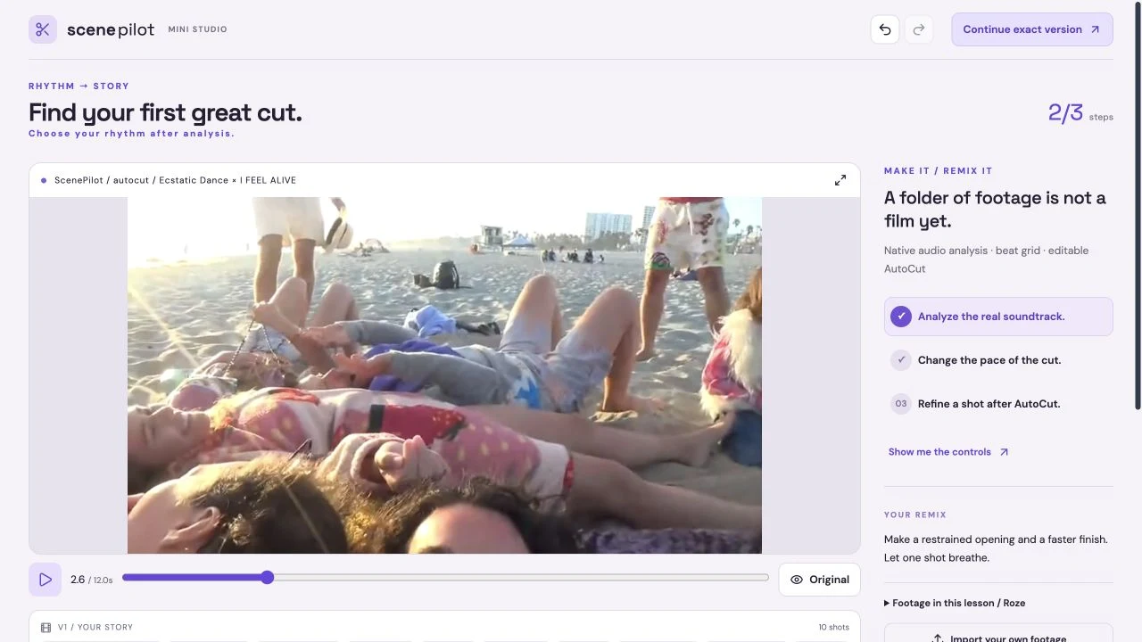 Actual ScenePilot AutoCut workshop editing actual Sophie Sky / Roze footage