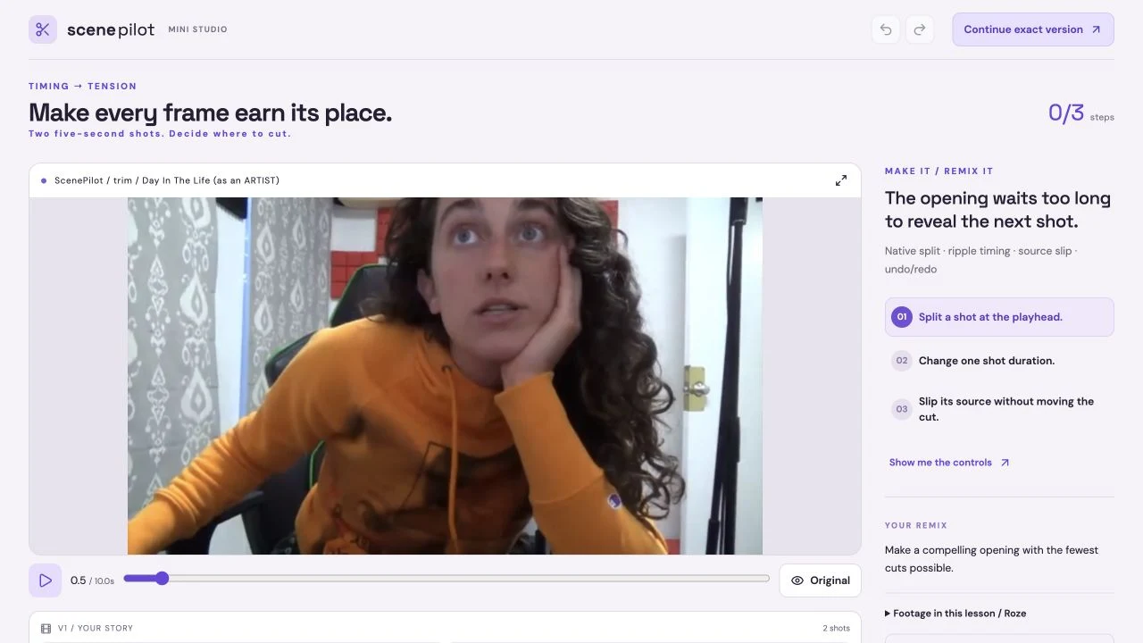 Actual ScenePilot Precise trims workshop editing actual Sophie Sky / Roze footage